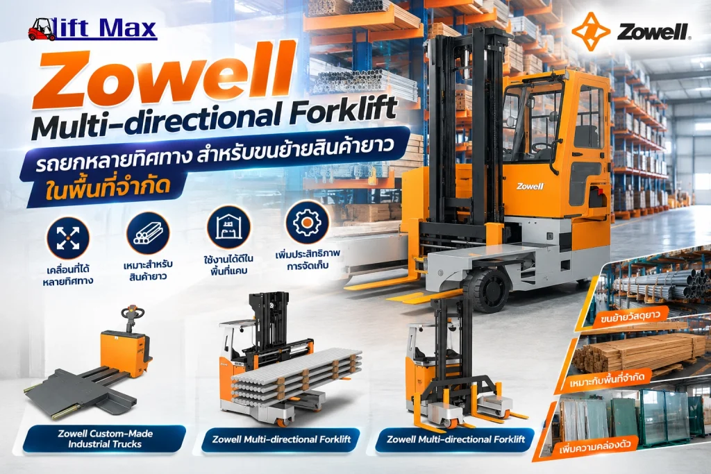 Zowell Multi-directional Forklift รถยกหลายทิศทาง สำหรับขนย้ายสินค้ายาวในพื้นที่จำกัด